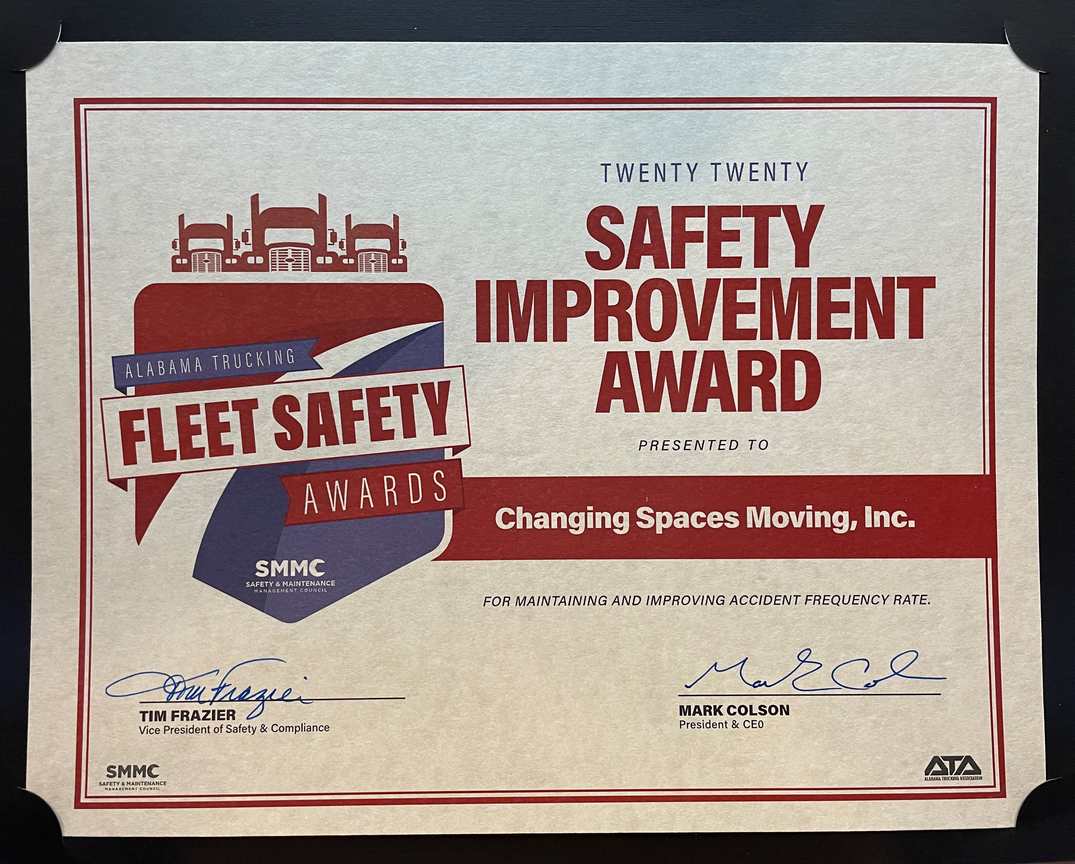 2020 safety improvement award from ata